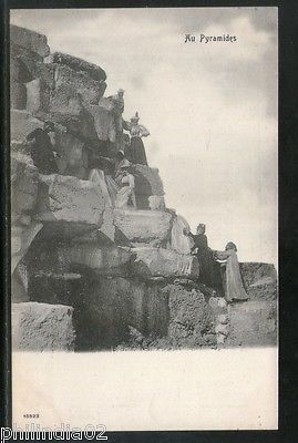 Egypt Cario Climbing The Pyramid of Cheops View / Picture Post Card # PC076