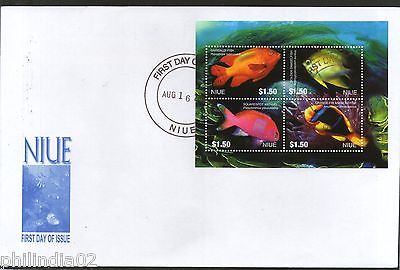 Niue 2004 Fishes Marine Life Animals Sc 784 Sheetlet on FDC # 9620