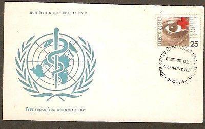 India 1976 World Health Day - Eye & Red Cross Phila-680 FDC