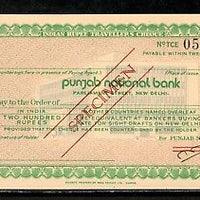 India Rs.200 Punjab National Bank Traveller's Cheques ' SPECIMEN ' RARE # 5823C