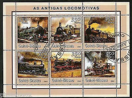 Guinea Bissau 2001 Steam Locomotives Railway Train Transport Sheetlet  Cancelled # 7626