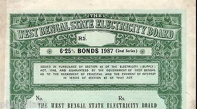 India 1987 West Bengal State Electricity Bonds 2nd Series Blank Scarce # 10345A