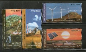 India 2007 Renewable Energy Solar Wind Hydro Biomass Phila-2315-18 4v MNH