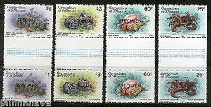 St. Vincent Grenadines 1985 Shellfish Marine Life SPECIMEN Gutter Pair MNH # 3051