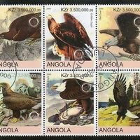 Angola 2000 Birds of Prey Golden Eagle Raptor Setenant BLK/6 Cancelled  # 13484