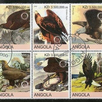Angola 2000 Birds of Prey Golden Eagle Raptor Setenant BLK/6 Cancelled  #13484