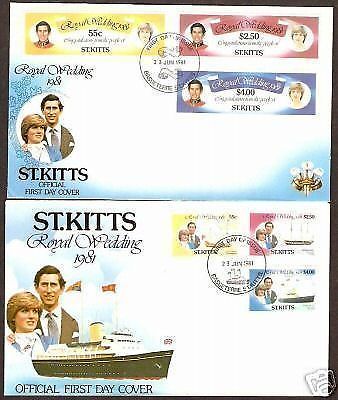 St. Kitts 1981 Lady Diana & Prince Charls Royal Wedding Yacht 6v Set on FDC