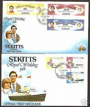 St. Kitts 1981 Lady Diana & Prince Charls Royal Wedding Yacht 6v Set on FDC