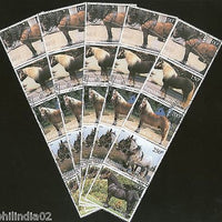 Chad 1998 Horses Domestic Animals Wild Life Fauna Setenant Cancelled x5 # 5392