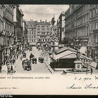 Austria 1902 Graben Street Wien Vienna Vintage Picture Post Card to France # PC3