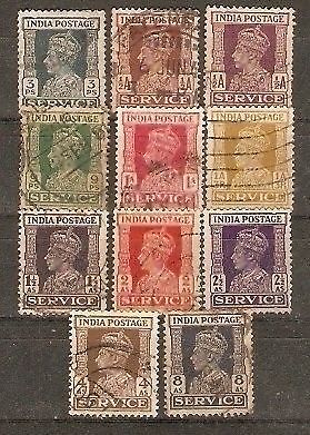 India 1939-42 KGVI Service Series PhilaO143-50 Used Set # 2853