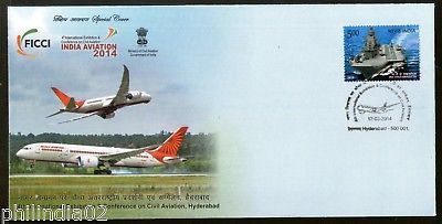 India 2014 Conference of Civil Aviation Transport Aeroplane Special Cover # 7223