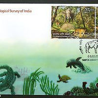 India 2015 Zoological Survey Wildlife Elephant Tiger Lion Peacock Bird Deer FDC