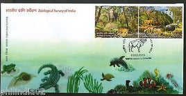 India 2015 Zoological Survey Wildlife Elephant Tiger Lion Peacock Bird Deer FDC