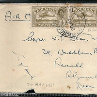 India 1931 KG V Air Mail Stamp on Cover Drigh Road Karachi to England # 1451-03