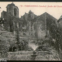 Spain 1924 Tarragona Cathedral of the Cloister View Picture Post Card to Sweden