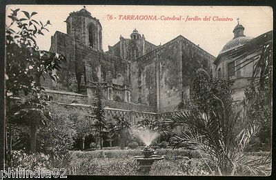 Spain 1924 Tarragona Cathedral of the Cloister View Picture Post Card to Sweden