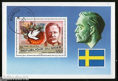 Niger 1977 Nobel Prize Awards Theodore Rooselvelt Peace Dove Sc C287 Cancelled