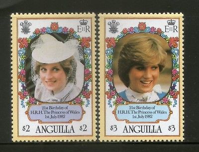 Anguilla 1982 Princess Diana Queen Royality Sc 489-90 MNH # 2558