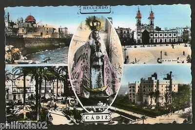 Spain 1960 Cadiz Memory Hotel Plaza Monument View Picture Post Card to Finland