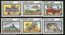 Sierra Leone Walt Disney Animation Cartoon Film Mickey Mouse Transport 6v MNH # 3680