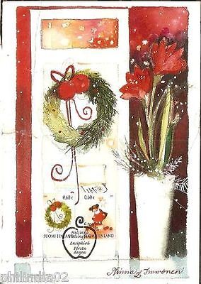 Finland 2009 Christmas Star Flowers Greeting Card to India # 9350