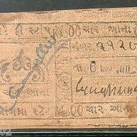 India Fiscal Dhrangadhra State 4An Revenue Court fee Stamp Type 5 KM 57 # 1600B