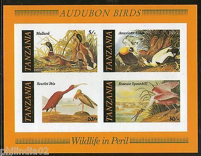 Tanzania 1986 Audubon Birds Spoonbill Duck IMPERF Sc 306-9 M/s MNH # 6256