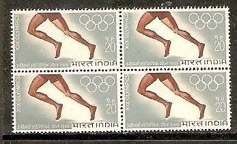 India 1968 XIX Olympic Games Mexico Phila-467 BLK/4 MNH