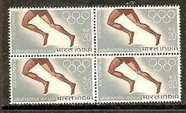 India 1968 XIX Olympic Games Mexico Phila-467 BLK/4 MNH