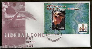 Sierra Leone 2003 Prince William 21st Birth Day Sc 2637 M/s on FDC # 6057