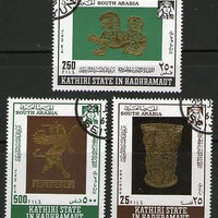 South Arabia - Kathiri State 1968 Arabic Art Gold Museum Pieces 3v Cancelled # 5579a