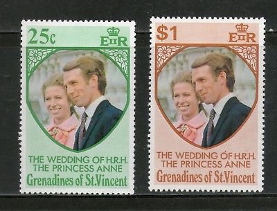 Grenadines of St. Vincent 1973 Royal Wedding Prince & Princess Anne Sc 1-2 MNH