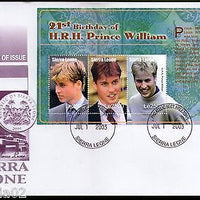 Sierra Leone 2003 Prince William 21st Birth Day Sc 2636 Sheetlet on FDC # 9375