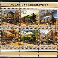 Guinea Bissau 2001 Steam Locomotives Railway Train Transport M/s Sheetlet Cancelled # 7697