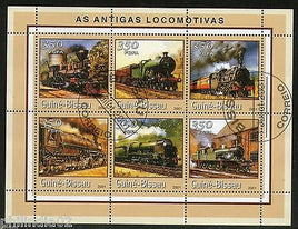 Guinea Bissau 2001 Steam Locomotives Railway Train Transport M/s Sheetlet Cancelled # 7697