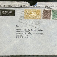 India 1935 KG V Air Mail Stamp on Cover Karachi Pakistan to England # 1451-35