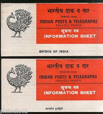 India 1980 Brides Costume Phila-843a 2 Diff Hindi & English Blank Folder # 16207