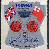 Tonga 1977 $1 Flags and Arms of Britain Surcharge Odd Shaped Sc C238 MNH # 1881