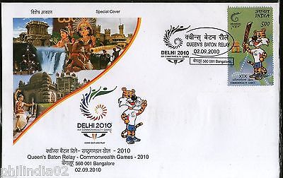 India 2010 Queen's Baton Relay Muscot Shera Sport BANGALORE Special Cover # 9614