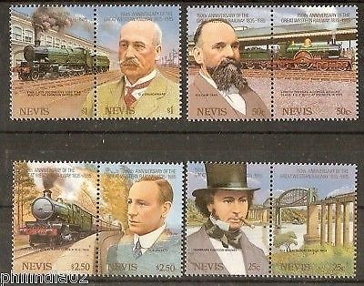 Nevis 1985 Locomotive Railway Engineers Train Transport 4v MNH # 3284