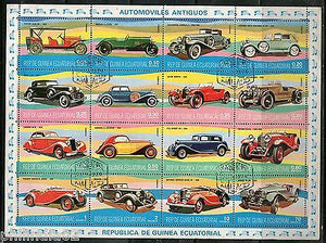 Equatorial Guinea Classic Cars Automobile Transport Sheet Cancelled # 15052