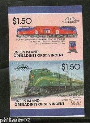 St. Vincent Gr. Union 1987 Class GG1 Old Rivets USA Locomotive Sc 51 Imperf MNH # 3415