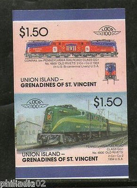 St. Vincent Gr. Union 1987 Class GG1 Old Rivets USA Locomotive Sc 51 Imperf MNH # 3415