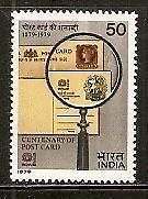 India 1979 Centenary of Post Cards in India Phila-789 1v MNH