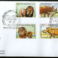 India 2015 lndia - Africa Forum Summit Lion Rhinoceros Gazelle Black Buck 6v FDC