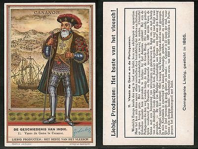 History of India - Vasco da Gama to Cananor Ship French Painting Trade Card