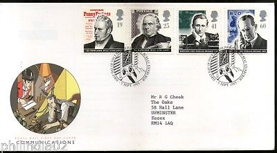 Great Britain 1995 Pioneers of Communication Rowland Hill Marconi 4v FDC # F13