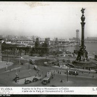 Spain 1954 Barcelona Gate of Peace & Monument View Picture Post Card to Finland