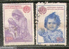 India Fiscal 2 Diff. IYC Int. Year for Child Cinderella Label Revenue Stamps # 2